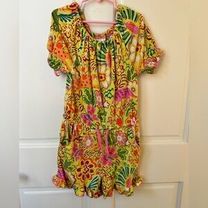 Boden Girls Multicolor Tropical Print Romper